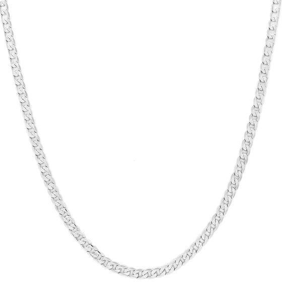 5MM Silver Double Sided Cuban Chain Necklace 20"24"