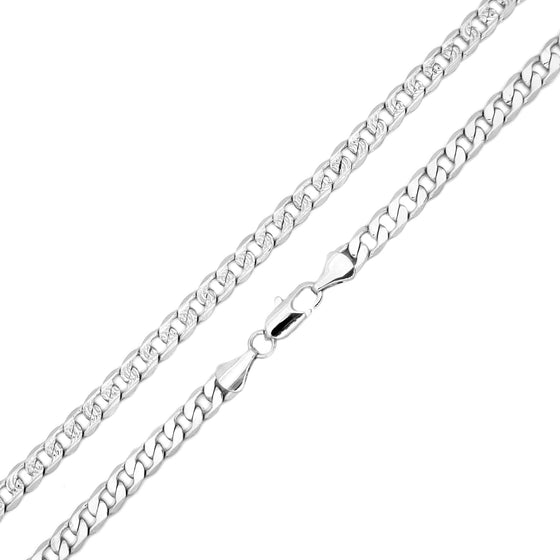 6MM Silver Double Sided Cuban Chain Necklace 20"24"