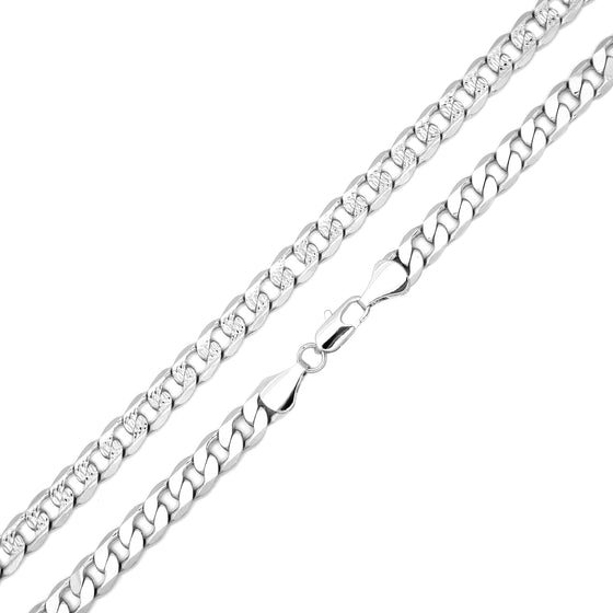 7MM Silver Double Sided Cuban Chain Necklace 20"24"