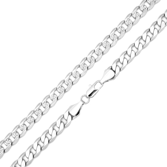 8MM Silver Double Sided Cuban Chain Necklace  20"24"