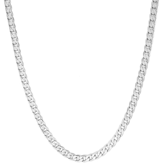 8MM Silver Double Sided Cuban Chain Necklace  20"24"