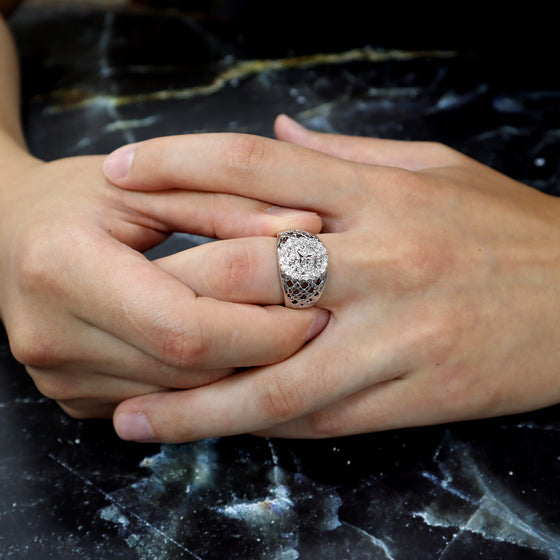 Men's Jesus Iced Out Rhodium Plated Ring CZ Size10-11