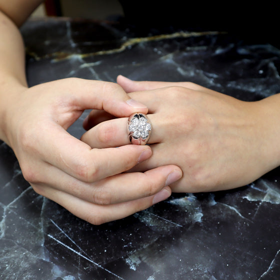 Men's Round Cluster CZ Bling Ring Size10-11