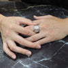 Men's CZ Cluster Hip-Hop Ring in Rhodium Plated Size10-11