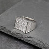 Men's Pave Cluster Ring in Rhodium Plated Size10-11