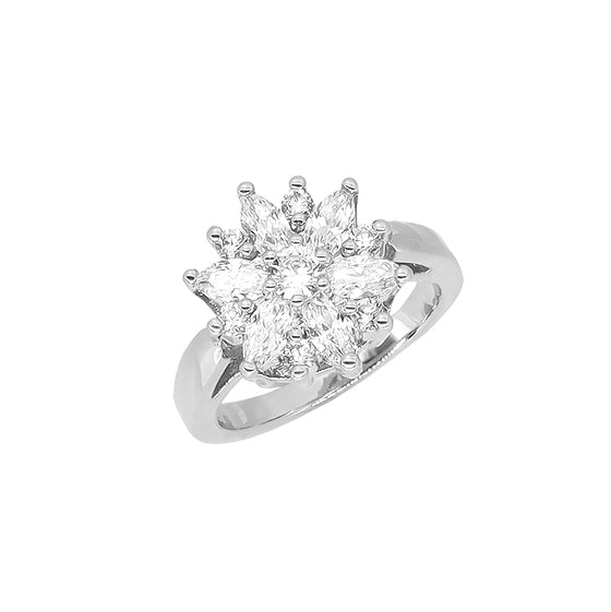 Women's Rhodium Plated CZ Cluster Engagement Ring Size7,8,9