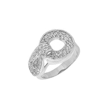  Women's Open Circle Pave Round Stone Ring Size7,8,9