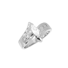  Women's Rhodium Plated Marquise-Shaped Cluster Ring Size7,8,9