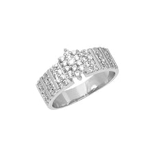  Women's Rhodium Cluster Cubic Zirconia Engagement Ring Size7,8,9