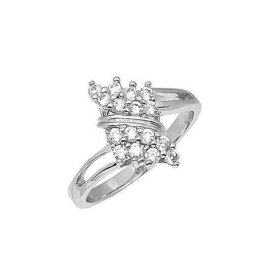 Women's Rhodium Plated CZ Swirl Cocktail Ring Size7,8,9