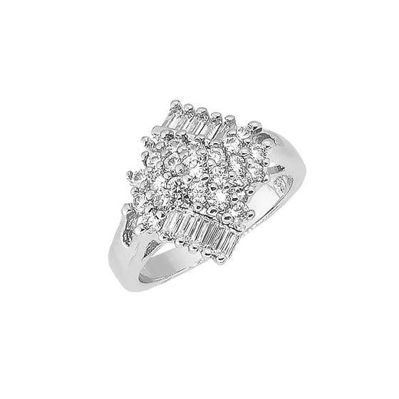 Women's Rhodium Plated CZ Swirl Cocktail Ring Size7,8,9