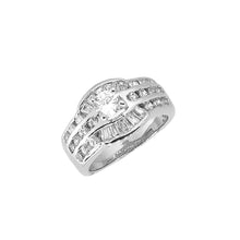  Women's Rhodium Baguette Cubic Zirconia Cluster Ring Size7,8,9