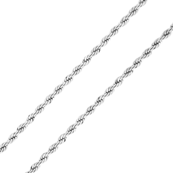 4MM Silver Classic Rope Chain Necklace 18"20"24"30"36"
