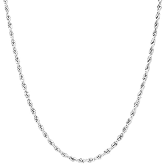 4MM Silver Classic Rope Chain Necklace 18"20"24"30"36"