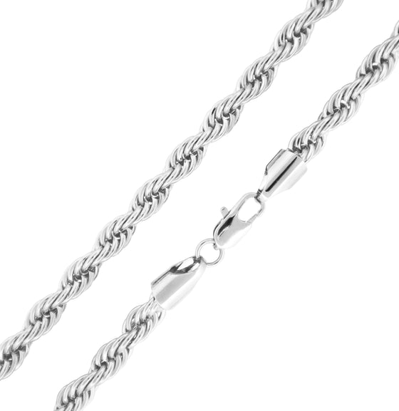 6MM Silver Classic Rope Chain Necklace 18"20"24"30"36"