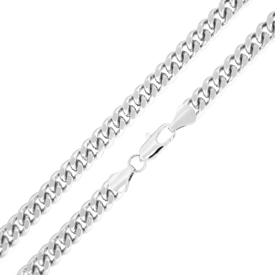7MM Silver Classic Curb Chain Necklace 24"30"
