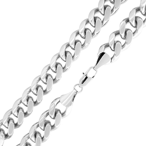 14MM Silver Classic Curb Chain Necklace 30"36"