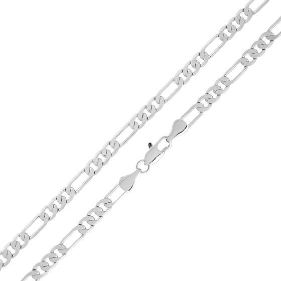 4MM Silver Classic Figaro Chain Necklace 20"24"30"