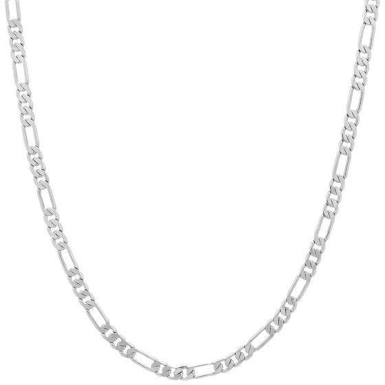 4MM Silver Classic Figaro Chain Necklace 20"24"30"