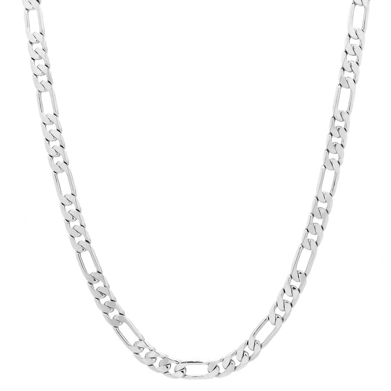 6MM Silver Classic Figaro Chain Necklace 20"24"