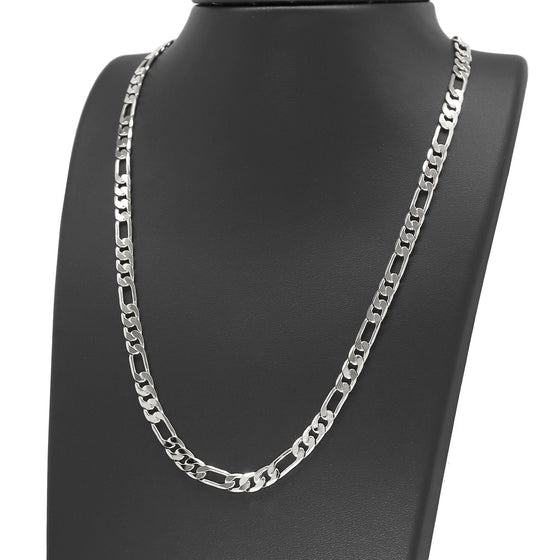 6MM Silver Classic Figaro Chain Necklace 20"24"