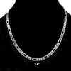 6MM Silver Classic Figaro Chain Necklace 20"24"