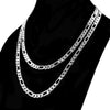 8MM Silver Classic Figaro Chain Necklace  20"24"