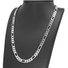 8MM Silver Classic Figaro Chain Necklace  20"24"