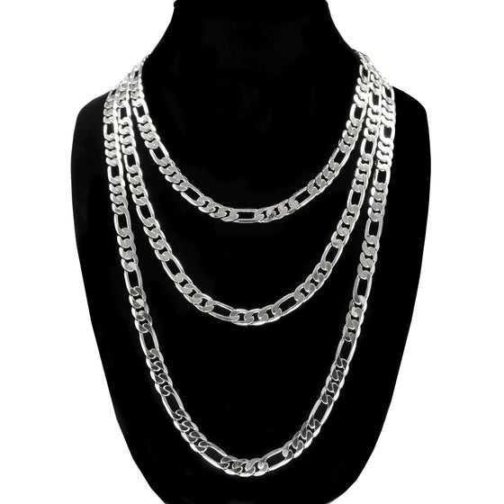 10MM Silver Classic Figaro Chain Necklace 20"24"30"36"