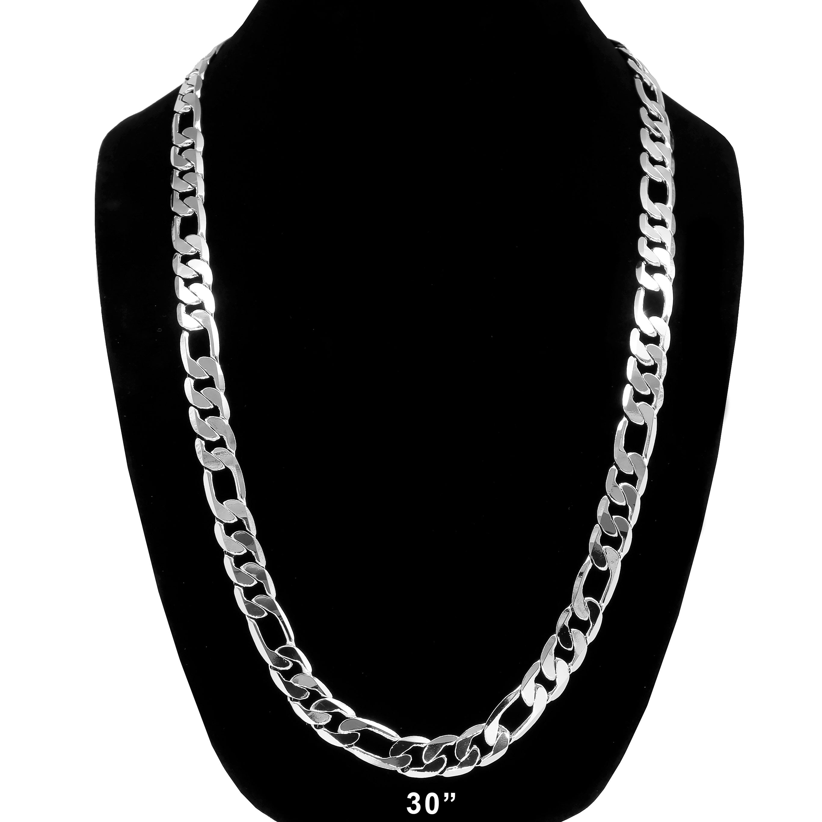 Original 12mm silver Figaro chain necklace gallery photograph