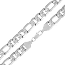  12MM Silver Concave Textured Figaro Chain Necklace 20"24"30"36"