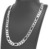 12MM Silver Classic Figaro Chain Necklace 20"24"30"36"