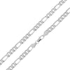 6MM Silver Concave Textured Figaro Chain Necklace 20"24"