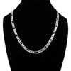 8MM Silver Concave Textured Figaro Chain Necklace 20"24"