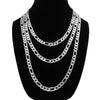 10MM Silver Concave Textured Figaro Chain Necklace 20"24"30"36"