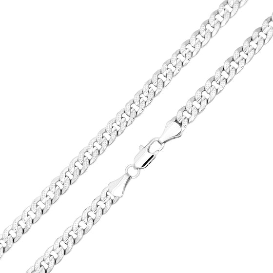 6MM Silver Concave Textured Cuban Chain Necklace 20"24"30"