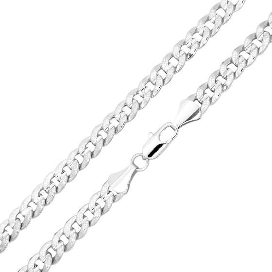 8MM Silver Concave Textured Cuban Chain Necklace 20"24"30"36"