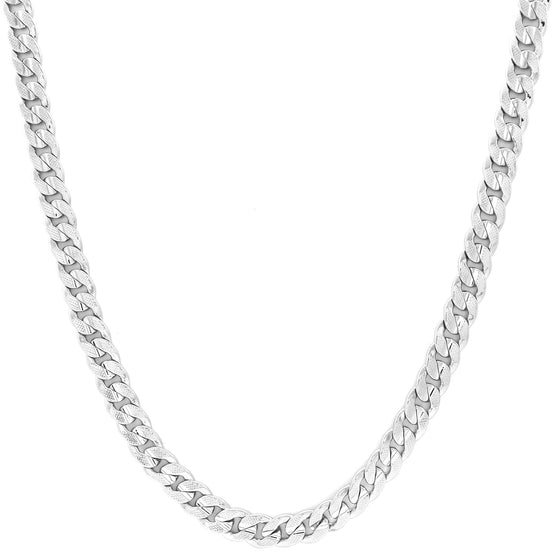 8MM Silver Concave Textured Cuban Chain Necklace 20"24"30"36"