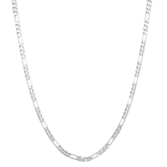 4MM Silver Concave Figaro Chain Necklace 20"24"
