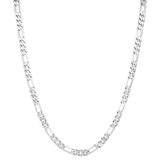 6MM Silver Concave Figaro Chain Necklace 20"24"