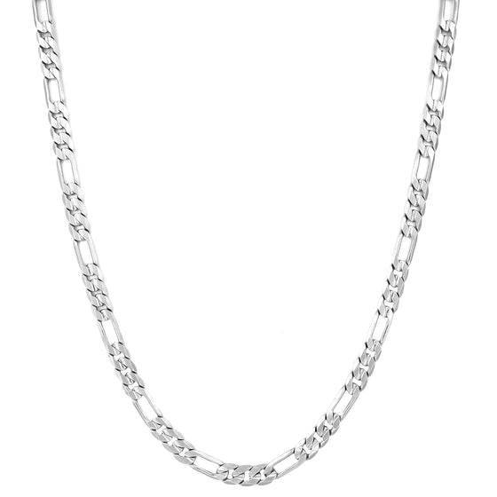 8MM Silver Concave Figaro Chain Necklace 20"24"