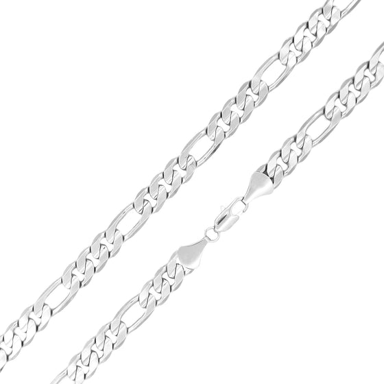 11MM Silver Concave Figaro Chain Necklace 20"24"30"