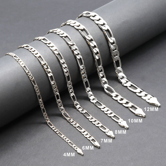 6MM Silver Classic Figaro Chain Necklace 20"24"
