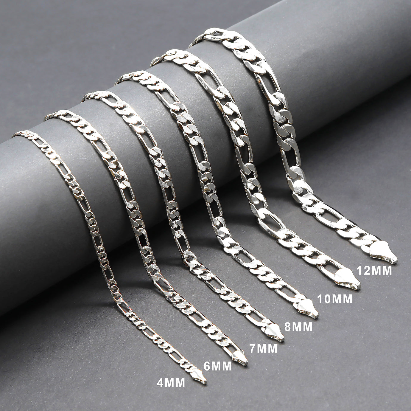 10MM Silver Classic Figaro Chain Necklace 20