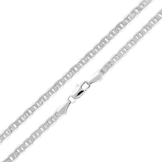 4MM Silver Classic Mariner Chain Necklace 20"24"