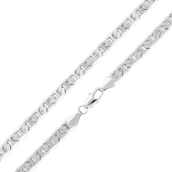 6MM Silver Classic Mariner Chain Necklace 20"24"