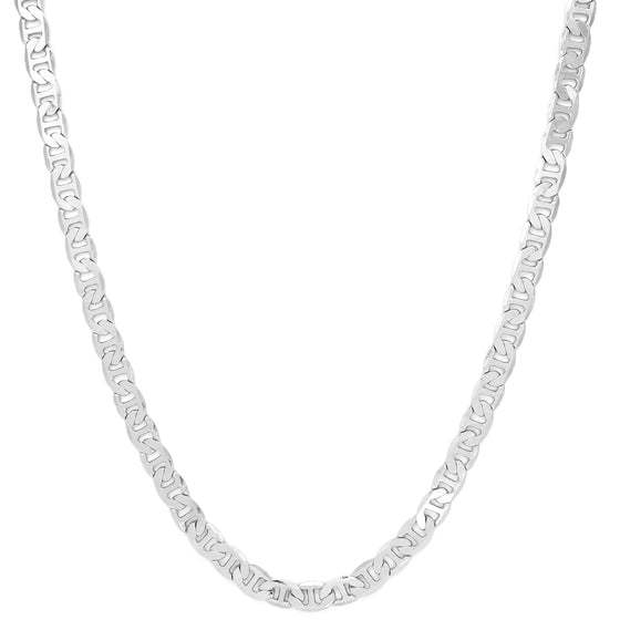 8MM Silver Classic Mariner Chain Necklace 20"24"