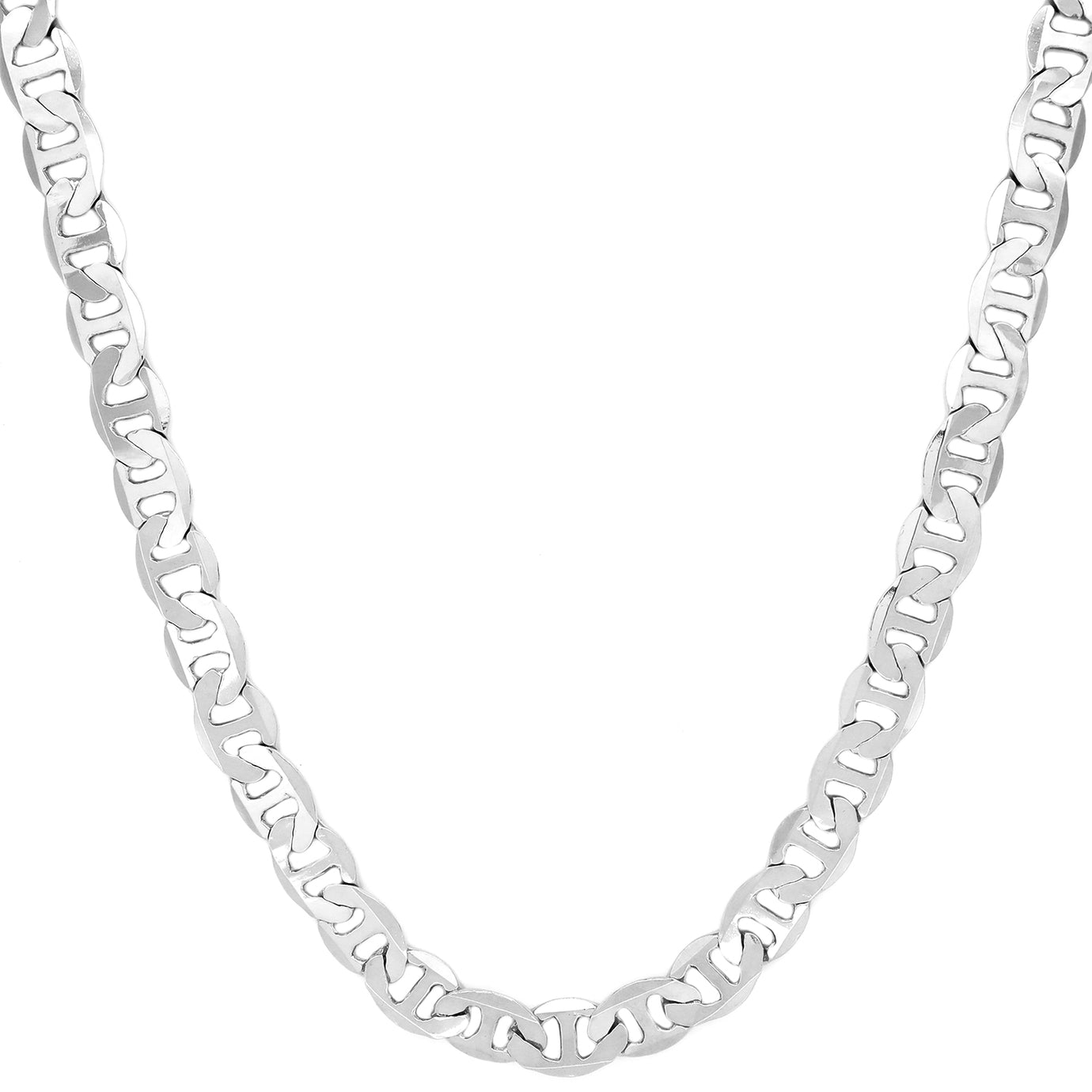 13MM Silver Classic Mariner Chain Necklace 20