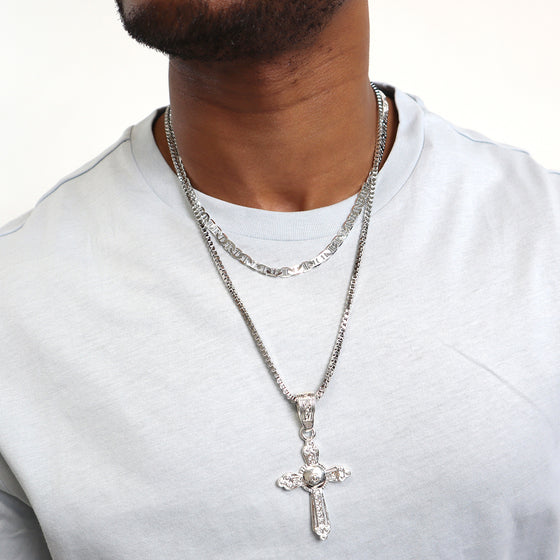 4MM Silver Classic Mariner Chain Necklace 20"24"