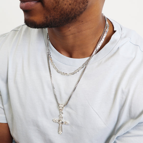 4MM Silver Classic Mariner Chain Necklace 20"24"
